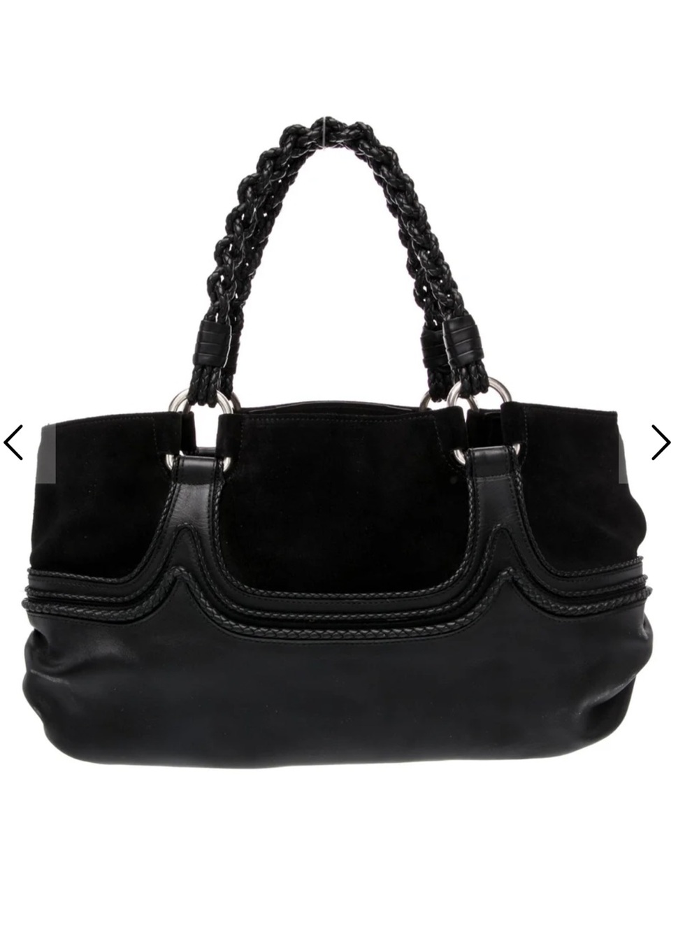 BOTTEGA VENETA Black Suede/ Napa Leather Intrecciato Shoulder Bag. Mint! MEDIUM. - Picture 13 of 13